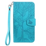 Aisenth Flip Case for Google Pixel 6A (6.1 inch), The Tree of Life Embossed PU Leather Wallet Phone Folio Case Magnetic Protective Cover with Kickstand, Card Slots + 1 Wrist Strap (Blue Green)