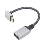 RIIEYOCA Câble adaptateur mini HDMI vers HDMI 4K - Angle vers le bas de 90 degrés - En aluminium tressé - Pour ordinateur portable, projecteur, TV, moniteur, caméscope (20 cm)