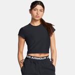 Tee-shirt court côtelé Under Armour Meridian pour femme Noir / Noir M