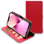 Ebeststar - Coque Pour Iphone 13 Etui Portefeuille Pu Cuir Porte-Cartes, Rouge [Dimensions Precises Smartphone : 146.7 X 71.5 X 7.65 Mm, Écran 6.1'']