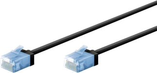 Câble patch slim/ultra flexible RJ45 CAT 6A U/UTP CU/Câble Ethernet fin avec connecteurs courts / 10 Gbit/s LSZH - Protection anti-torsion - Noir - 10 m 74241.[G662]