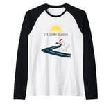 Funny Chicken Fun Farm Road Crossing Raglan Baseball Tee