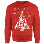 Star Wars Character Christmas Tree Red Christmas Jumper - S