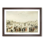 Big Box Art Winter Scene On The Ice Vol.4 by Hendrick Avercamp Framed Wall Art Picture Print Ready to Hang, Walnut A2 (62 x 45 cm)