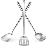 Spatule Louche Et Spatule De Cuisine Pour Poêle Wok 43,5 Cm Spatule Plancha Inox - Louche Inox Professionnel Écumoire Ustensiles De Cuisine Inox Spatule Wok En Acier Inoxyd[ACC180632]