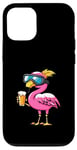 Coque pour iPhone 12/12 Pro Flamant rose amusant avec bière | BD Apres Ski