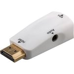 Adapter, HDMI hane till VGA hona + 3.5 mm hona, vit