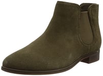 Clarks Women's Trish Chelsea Boot, Dark Olive Sde, 4.5 UK