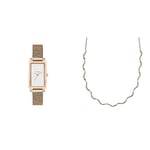 Skagen - Montre Hagen pour Femme et Collier à chaîne ondulée - Mouvement à Trois Aiguilles, Acier Inoxydable Ton Rose