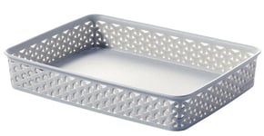 2 x Curver My Style Storage Basket Handle Plastic Medium Grey A4 Tray