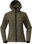 Bergans Women's Vaagaa Merino Terry Midlayer Hoodie Green Mud, S