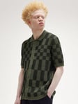 Fred Perry Pointelle Checkerboard Shirt, Laurel Wreath Green