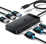 6 in 1 USB C Hub,Dual HDMI 4K,PD 100W,USB 3.0,2*USB 2.0,Docking Station for MacBook,Dell,Surface,Steam Deck,Switch(Q66)