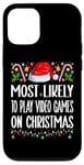 Coque pour iPhone 12/12 Pro Les plus susceptibles de jouer à des jeux vidéo sur des pyjamas amusants de Noël