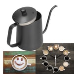 600ml 304 Stainless Steel PTFE Coffee Kettle With Black Handle Narrow Mouth C