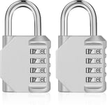 Cadenas a Code Pour Casier,Cadenas Casier Code 4 Chiffres Pour Gym,Vestiaire,College,Scolaire Armoire,Escape Game,Cadenas Code Exterieur Abri de Jardin(2 Pièces,Argent)(Q639)