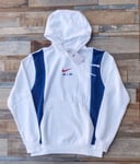 Nike Air Fleece Hoodie White Court Blue Sporty Swoosh Retro Mens Small RRP £70