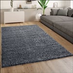 Paco Home - Tapis Shaggy Tapis Salon Shaggy Poil Long Moderne Motif Monochrome Bleu Clair 140x200 cm