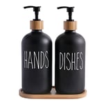 Glass Soap Dispenser Set, Contains Glass Hand Soap Dispenser and Glass Dish3392