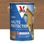 V33 Lasure Bois extérieur Chêne moyen satin - Haute Protection 8 ans - Haute résistance hydrofuge et anti-UV - Résiste aux variations du bois - Ecolabel, résine d'origine végétale - 5L