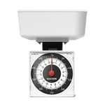 Salter 022 WHDR Dietary Mechanical Kitchen Scale – Compact Baking/Cooking Scale, Battery Free Food Weighing Scales with Large Dial, 500g Capacity, Measures In 5g Increments, White, 15 Year Guarantee