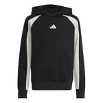 adidas Mixte Enfant Seasonal Essentials Colorblock Fleece Hoodie, Black/Wonder Silver/White, 7-8 Years