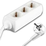 V-tac - Multiplug avec càble 1,5m 3 prises 10A 2P + Schuko et Schuko Plug Couleur Blanc