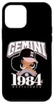 Coque pour iPhone 12 mini Gemini 1984 Perle Anniversaire Afro Zodiaque Reine