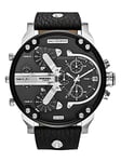 Diesel Watch for Men Mr. Daddy 2.0, Multifunction Movement, 57 mm Silver Stainless Steel Case with a Leather Strap, DZ7313