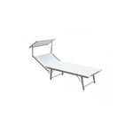 Chaise longue en aluminium avec parasol LUXURIOUS  180XX60X40 cm  couleur  blanc