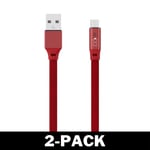 Quick Charge Kabel Micro-USB Laddkabel Indikator 1M Röd 2-Pack