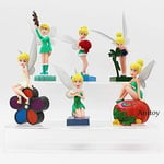 honeyya Tinker Bell Fairies Pvc Figures Princess Dolls Girls Toys Christmas Birthday Gifts 6 Pieces/Set 7~12 Cm