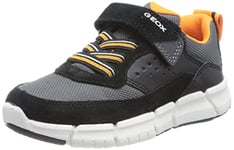 Geox J Flexyper Boy Sneaker, Black/Orange, 1.5 UK