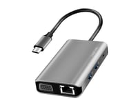 Usb-C-Dockningsstation 7-I-1 Hdmi/Vga/Rj45/Usb-C 100W Pd