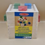 Melissa & Doug Wooden baby Toy Shape Sorting Cube 12 Shapes To Sort NEW Age 2+