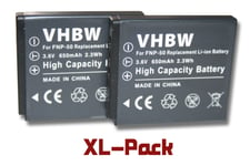 vhbw set de 2 batteries pour appareil photo KODAK Playsport Waterproof Pocket-Camcorder remplace Fuji NP-50, Kodak Klic-7004