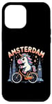 Coque pour iPhone 13 Pro Max Amsterdam Pays-Bas Licorne Vélo Fille Femme Rainbow