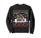 Santa Carrying Christmas Tree On Crane Truck Driver Sweater Sweatshirt