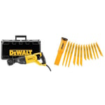 DEWALT DWE305PK-QS Scie sabre filaire - 1100W - Spéciale applications difficiles & DT2445-QZ Lame pour Scies Sabre, Argent, Set de 12 Pièces