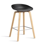 HAY About a Stool 32 Low barstol lackerat ekstativ 2.0 Svart-rostfritt stålstöd