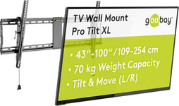 49930 Pro Support Mural Tv Inclinable Pour Ecrans/Telev Urs De 43-100 Pouces (109-254 Cm) - Fixation Murale Tv Avec Une Capacité De Charge . 70 Kg Accroche Television Vesa 400X400. Noir