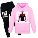 Barnens Cristiano Ronaldo Pullover Hoodie Sweatshirt och Sweatpants Set - CR7 Tracksuit 2-delat Set för Pojkar och Flickor D 150CM