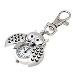 Routefuture Montre Femme Pas Cher, Nouveau Mini Porte Clé Hibou Double Ouverte Montre Femme Quartz Montre avec Acier Inoxydable Cadeau Montres pour Femme Filles Enfants Bijoux Habiller