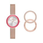 DkNY Montre pour Femme Sasha, Mouvement à Quartz Trois Aiguilles, Boîtier en Acier Inoxydable or Rose de 29 mm avec Bracelet en Acier Inoxydable, NY6654Set