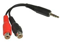 CDL Micro 10 cm 2 x RCA/Phono Female to 1 x 3.5 mm Stereo Jack Male Adapter Cable