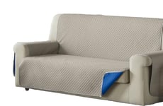 Estoralis | AVA | Housse de canapé au Design Moderne| Tissu matelassé réversible | Gris/Bleu | pour Fauteuil ou Relax 1 Place | Taille du Tissu 55 x 220 cm (Largeur par Hauteur)