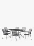John Lewis Henley by KETTLER 6 Seater Rectangular Garden Dining Table & Armchairs Set, Iron Grey
