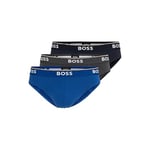 BOSS Men's 3-Pack Classic Regular Fit Stretch Briefs, Navy/Charcoal/Blue, S