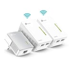 TP-Link CPL 600 Mbps + CPL WiFi 300 Mbps avec Ports Ethernet, Prise CPL Kit de 3 - Etendez votre Connexion Internet dans Chaque Pièce de la Maison, TL-WPA4220T KIT