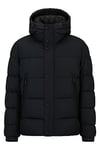 BOSS Mens Omaris Water-Repellent Hooded Puffer Jacket with Logo Badge